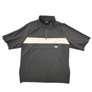 PXG Parsons Xtreme Golf Mens XL Black White Stripe 1/4 Zip Windbreaker EUC